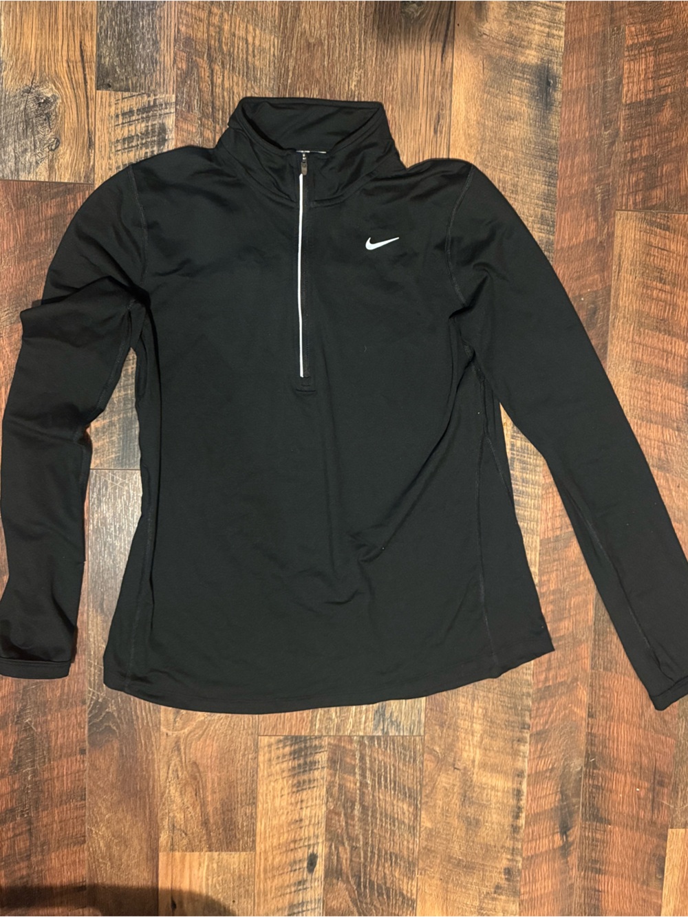 Nike Black Half-Zip Athletic Pullover with White Swoosh